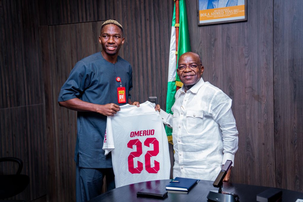 GOV. ALEX OTTI RECEIVES ABIA BORN INTERNATIONAL FOOTBALLER, KENNETH OMERUO, ASSURES HIM OF COLLABORATION.
